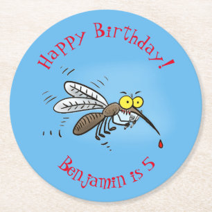 Posavasos Redondo De Papel Ilustracion personalizado de insectos de mosquitos