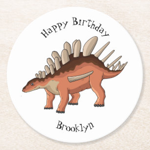 Posavasos Redondo De Papel Ilustracion personalizado de Kentrosaurus
