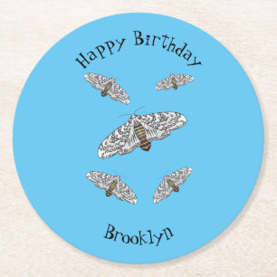 Posavasos Redondo De Papel Ilustracion personalizado de mariposa leopardo gig