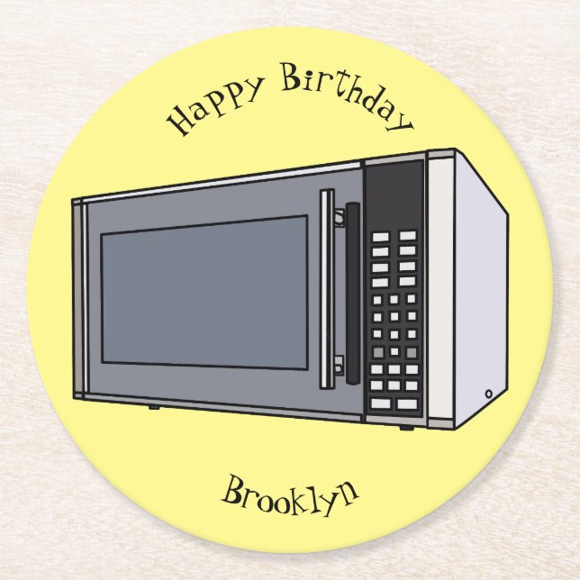 Posavasos Redondo De Papel Ilustracion personalizado de microondas (Anverso)