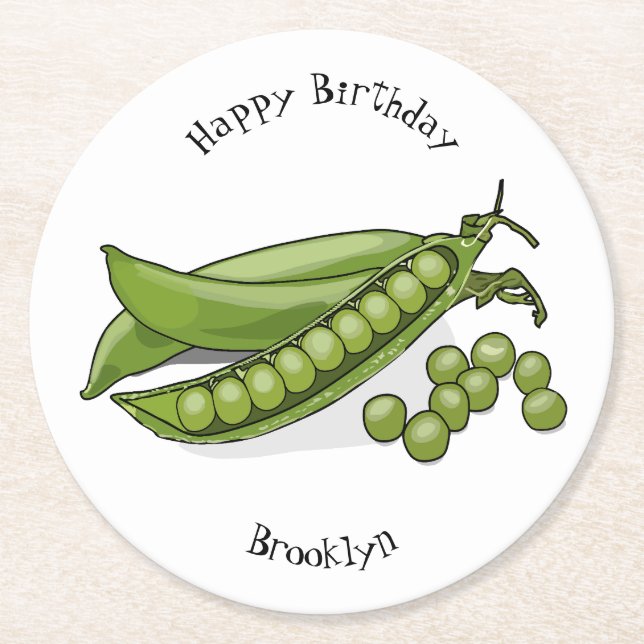 Posavasos Redondo De Papel Ilustracion personalizado de Pea (Anverso)