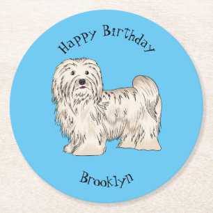 Posavasos Redondo De Papel Ilustracion personalizado de perro de La Habana