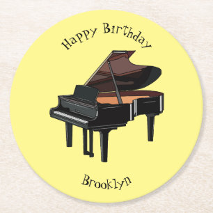 Posavasos Redondo De Papel Ilustracion personalizado de piano