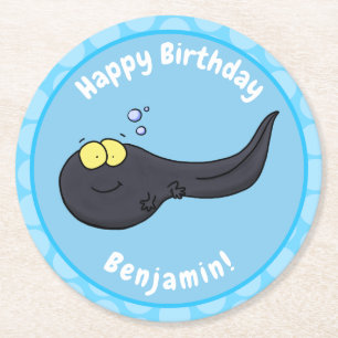 Posavasos Redondo De Papel Ilustracion personalizado de renacuajo divertido