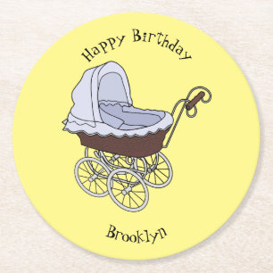 Posavasos Redondo De Papel Ilustracion personalizado de Stroller