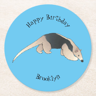 Posavasos Redondo De Papel Ilustracion personalizado de Tamandua