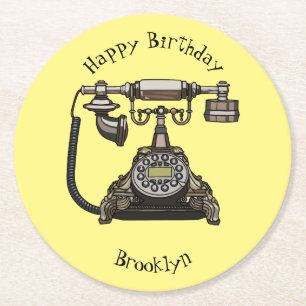 Posavasos Redondo De Papel Ilustracion personalizado de teléfono