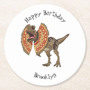 Posavasos Redondo De Papel Ilustracion personalizado Dilophosaurus