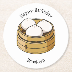 Posavasos Redondo De Papel Ilustracion personalizado Dim sum