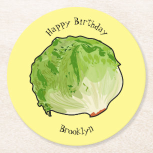 Posavasos Redondo De Papel Ilustracion personalizado Lettuce