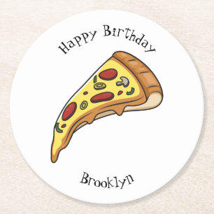 Posavasos Redondo De Papel Ilustracion personalizado Pizza