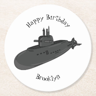 Posavasos Redondo De Papel Ilustracion personalizado submarino