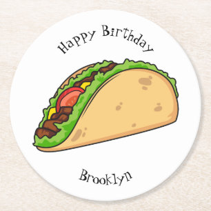 Posavasos Redondo De Papel Ilustracion personalizado Taco