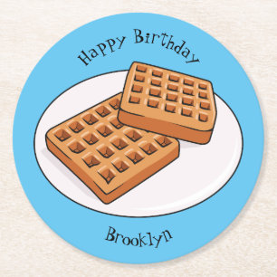 Posavasos Redondo De Papel Ilustracion Waffle personalizado