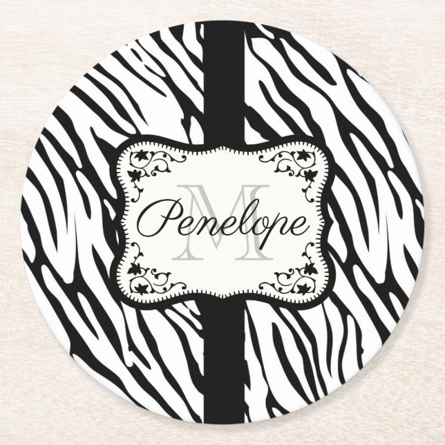 Posavasos Redondo De Papel Impresión Cebra Cuta (Anverso)