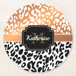 Posavasos Redondo De Papel Impresión Cute Leopard