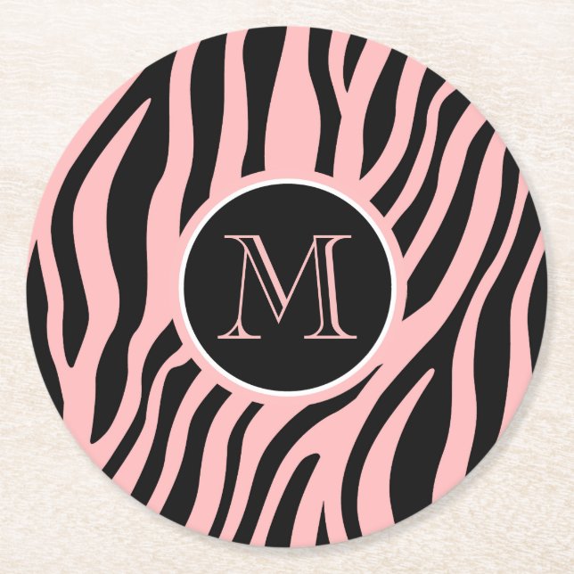 Posavasos Redondo De Papel Impresión de cebra (Anverso)