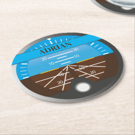 Posavasos Redondo De Papel Impresión de instrumentos de vuelo del piloto conj