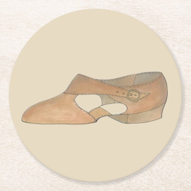 Posavasos Redondo De Papel Impresión de zapatos de profesor de danza moderna  (Anverso)