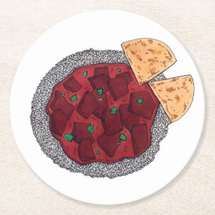 Posavasos Redondo De Papel Indio alimentario británico se lleva pollo Tikka M