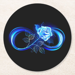 Posavasos Redondo De Papel Infinito brillante con rosa azul