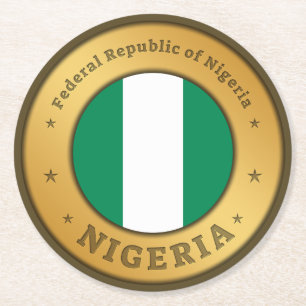 Posavasos Redondo De Papel Insígnia de la bandera de Nigeria