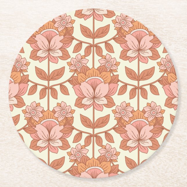 Posavasos Redondo De Papel Inspiración retro de los años 70 (Anverso)