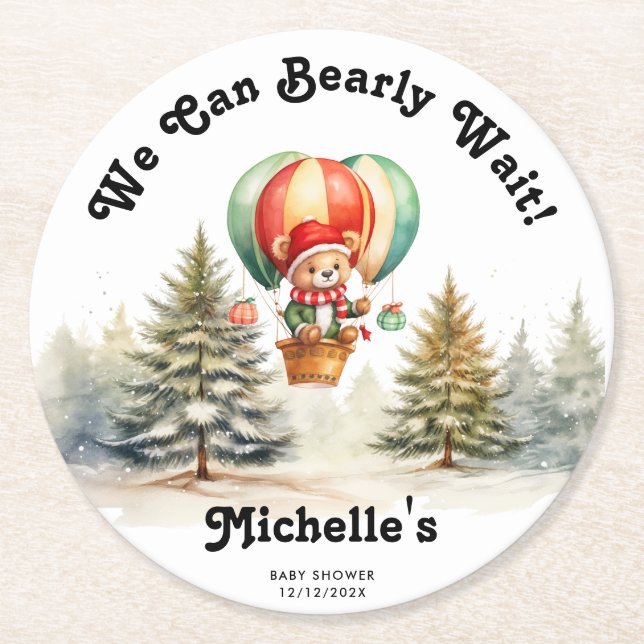 Posavasos Redondo De Papel Invierno podemos anticipar Navidades Baby Shower (Anverso)