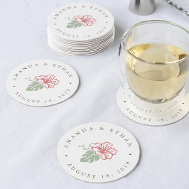 Posavasos Redondo De Papel Isla Hibiscus Boda