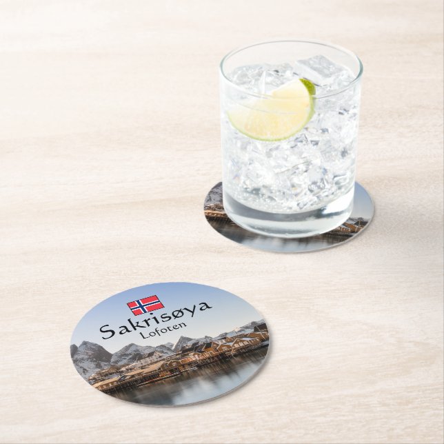 Posavasos Redondo De Papel Islas Lofoten de Noruega (In situ)