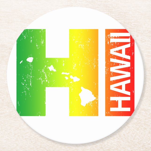 Posavasos Redondo De Papel Islas Rasta Hawaii (Anverso)