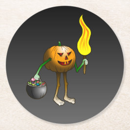 Posavasos Redondo De Papel Jack O'lantern fuera a engañar o tratar