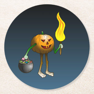 Posavasos Redondo De Papel Jack O'lantern sale a pedir dulces o trucos