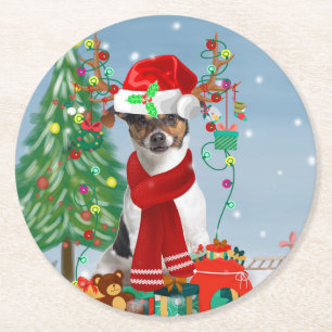 Posavasos Redondo De Papel Jack Russell Terrier Dog en regalos de Navidades d