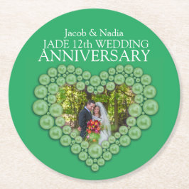 Posavasos Redondo De Papel Jade 12th aniversario de bodas