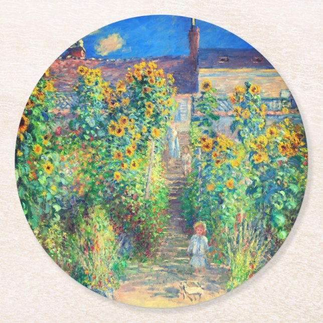 Posavasos Redondo De Papel Jardín de flores Monet (Anverso)