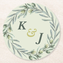 Posavasos Redondo De Papel Jardín de Olivos Toscanos