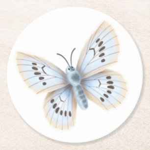 Posavasos Redondo De Papel Jardín natural de la mariposa azul