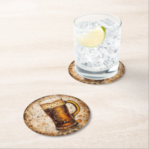 Posavasos Redondo De Papel Jarra de cerveza espumosa