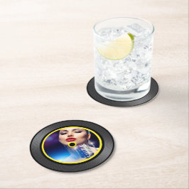 Posavasos Redondo De Papel Jazz Singer Vinyl Record
