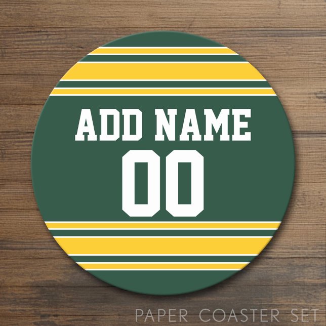 Posavasos Redondo De Papel Jersey de fútbol con número de nombre personalizad (Custom Coaster)