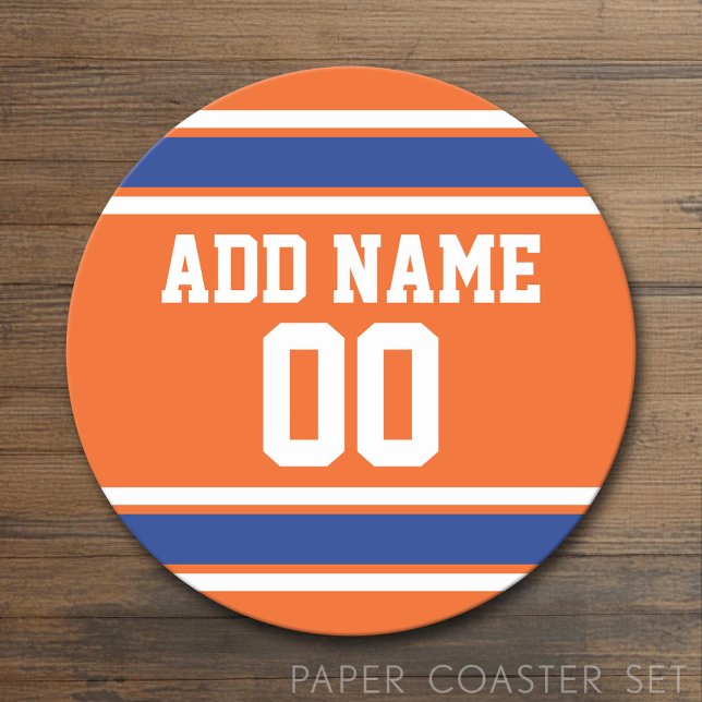 Posavasos Redondo De Papel Jersey de fútbol con número de nombre personalizad (Custom Coaster)