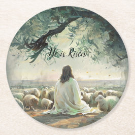 Posavasos Redondo De Papel Jesucristo Religioso Pascua Católico 