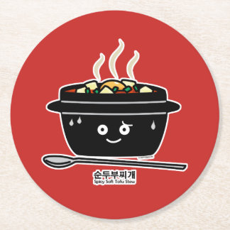Posavasos Redondo De Papel Jjigae suaves picantes coreanos de Sundubu de la