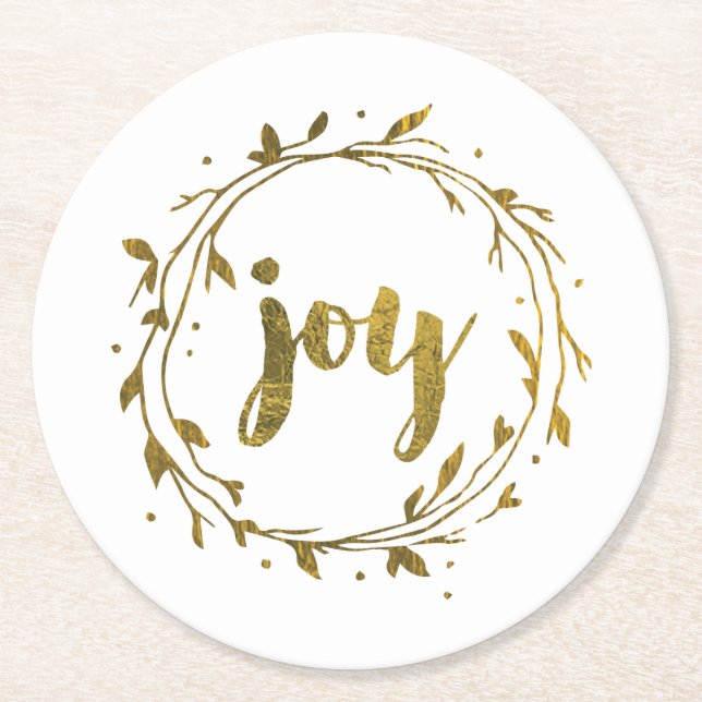 Posavasos Redondo De Papel Joy Wreath Navidades Coaster (Anverso)