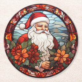 Posavasos Redondo De Papel Juego de Navidad de Papá Noel de 6 unidades