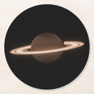 Posavasos Redondo De Papel JWST James Webb Telescopio Espacial Saturn Infrarr