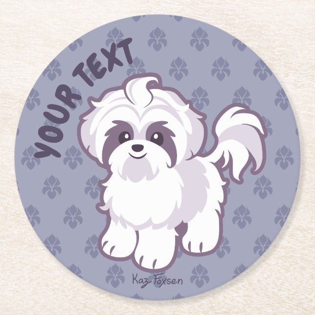 Posavasos Redondo De Papel Kawaii Shih Tzu (Anverso)