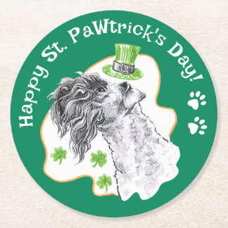 Posavasos Redondo De Papel Kerry Blue Terrier Irlandés Dog Funny St Patricks 