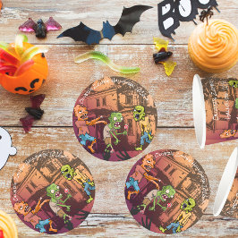Posavasos Redondo De Papel Kids Zombie Halloween Party